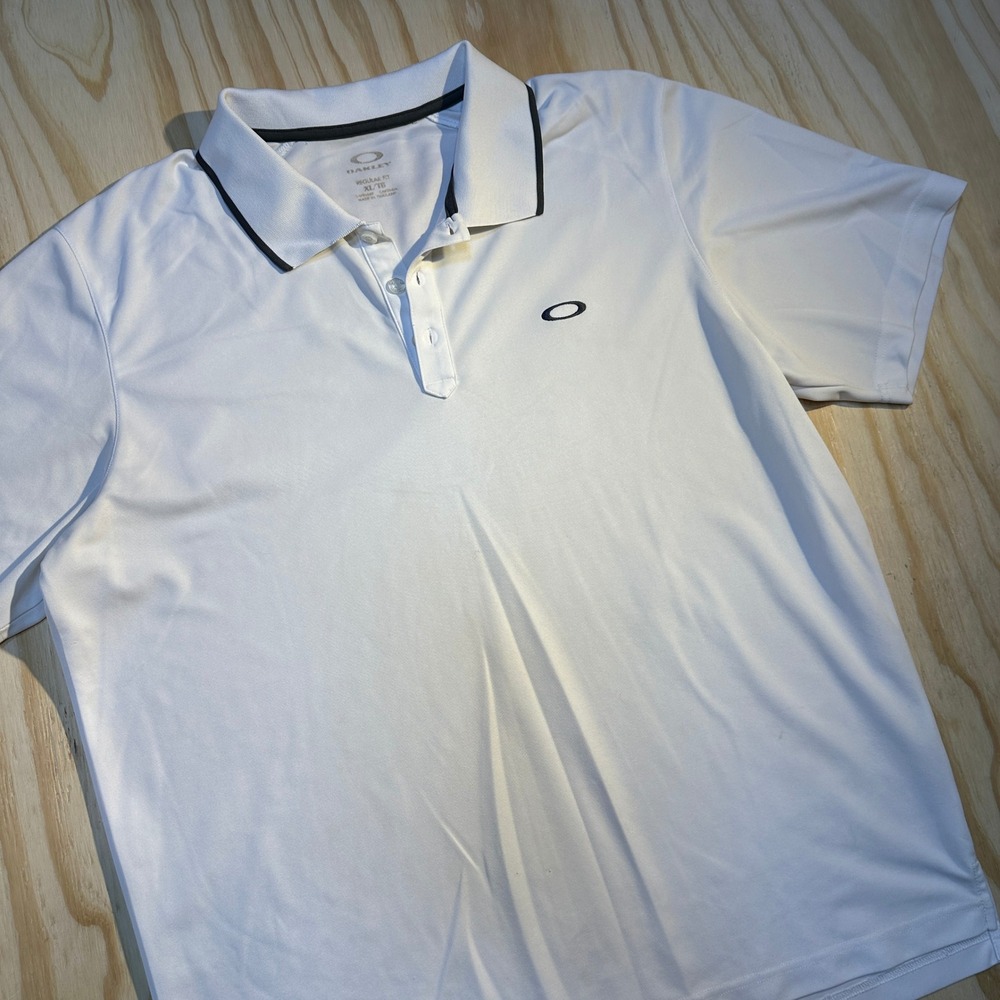 Oakley Mens XL White Short Sleeve Regular Fit Athletic Golf Polo Shirt